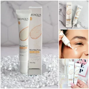 Contorno de Ojos Bioaqua con Extracto de Arroz + Ácido Hialurónico - Hidrata intensamente, reduce bolsas y devuelve luminosidad al contorno ocular. Textura ligera de rápida absorción, ideal para pieles sensibles. 20ml