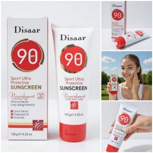 Protector Solar Facial 90SPF Disaar 
Protector solar de amplio espectro diseñado especialmente para deportes al aire libre y actividades intensas.
