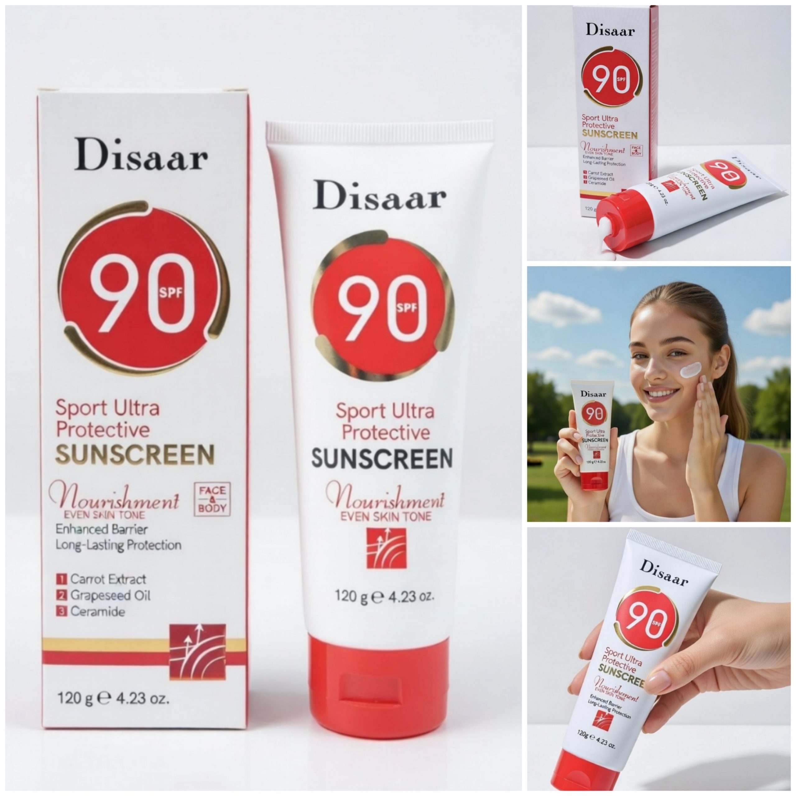 Protector Solar Facial 90SPF Disaar
Protector solar de amplio espectro diseñado especialmente para deportes al aire libre y actividades intensas.