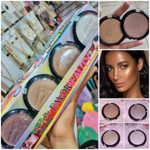 Iluminador compacto - En 4 tonos (desde *dorado* hasta *rosa glacé*). Pigmento intenso y acabado satínado-metálico para un glow natural o dramático. Aplica en pómulos, frente y puente nasal.