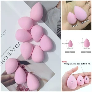 Miniesponja - En forma de gota. Diseño ergonómico que difumina base, corrector, productos en crema, para llegar a las zonas más pequeñas y difíciles de acceso. Textura suave. Perfecta para viajes o retoques express