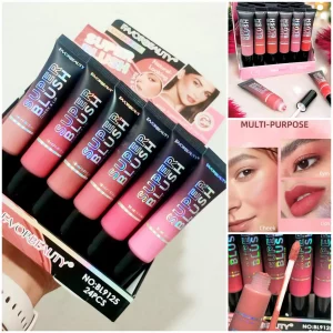 Rubor líquido - Multifunción que actúa como tinta de labios, sombra líquida y blush. Disponible en 6 tonos vibrantes (desde nude hasta fucsia). Textura ligera, blendable y de larga duración