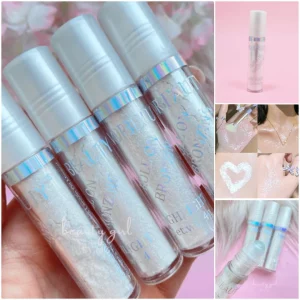 Polvo de hadas roll-on - Plateado para un brillo mágico en piel y cuerpo. Fácil aplicación con rodillo: ilumina escote, hombros y rostro con destellos ultrafinos y nacarados