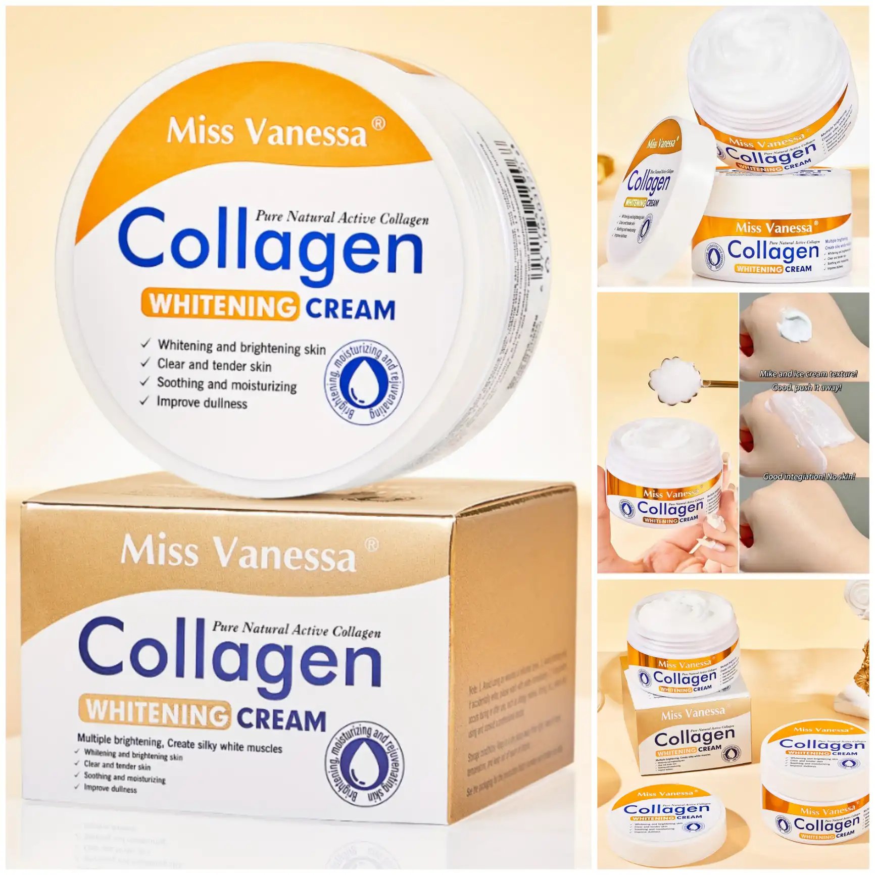 Crema Blanqueadora de Colágeno: ¡Piel más clara, hidratada y radiante en un solo producto! Reduce manchas, unifica el tono y mejora la elasticidad gracias a su fórmula con colágeno natural y niacinamida. Ideal para pieles opacas, con tono desigual o que buscan prevenir el envejecimiento. 120ml. Resultados visibles con uso diario