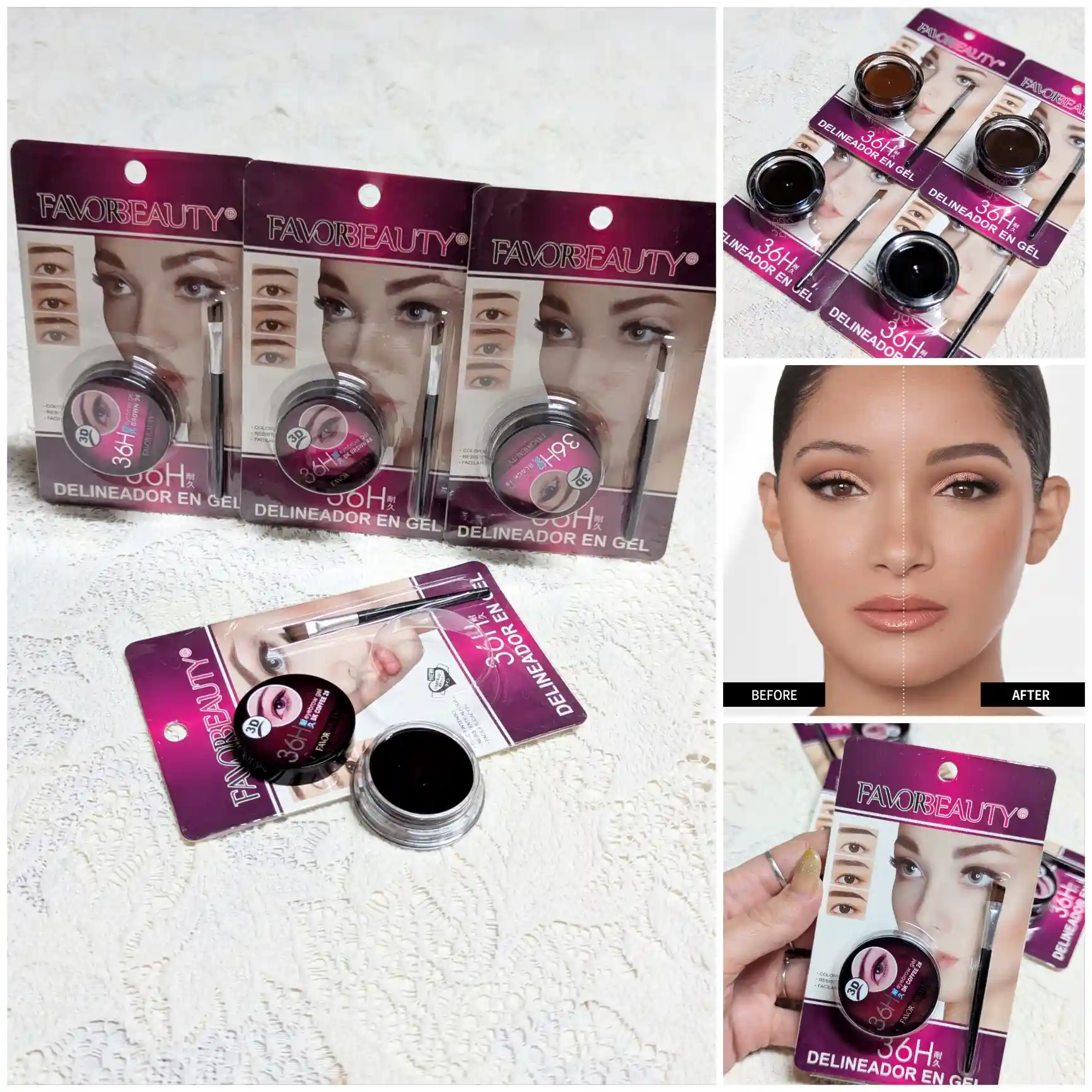 Pomada para cejas - Ultrapigmentada y a prueba de sudor. Textura densa y de larga duración que permite un delineado preciso con el pincel incluido. Ideal para crear cejas definidas y naturales. Resiste todo el día sin mancharse. Modelo de 4 tonos distintos