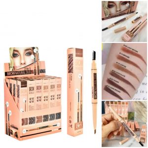 Lápiz retráctil para cejas
Este lápiz combina:
Punta precisa para trazos naturales
Cepillo incorporado en el extremo para difuminar y fijar el producto.
Fórmula resistente al sudor y de larga duración.