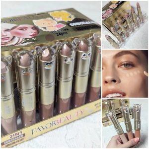 Corrector + Iluminador
¡Doble función en un solo producto! Este 2en1 combina un corrector líquido de alta cobertura (para ojeras o imperfecciones) y un iluminador cremoso (para resaltar puntos clave). Los tonos oscuros funcionan como contorno.