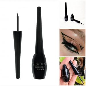 Delineador líquido - Pincel fino para trazos definidos. Pigmento negro intenso. Ideal para líneas precisas, cat eyes o delineado gráfico. Resistente al agua y de larga duración.