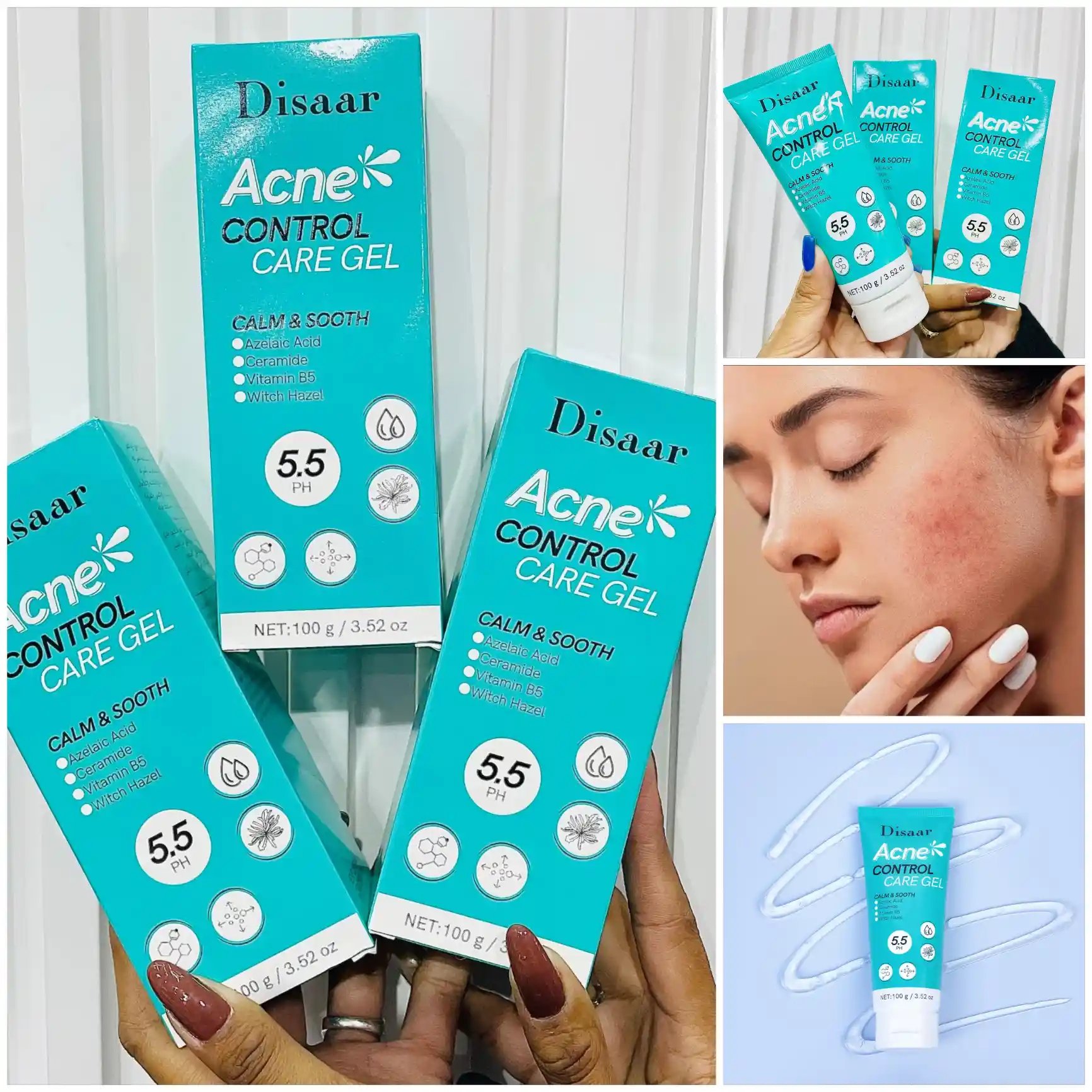 Gel facial antiacne
Está formulado con una combinación de ingredientes calmantes, hidratantes y reguladores del sebo, pensado para pieles con acné o tendencia a la inflamación.