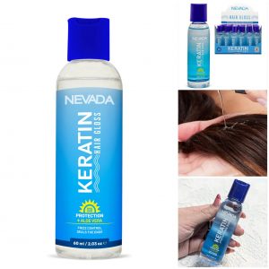 Nevada – Keratin Hair Gloss
Sérum capilar con queratina y aloe vera, diseñado para sellar puntas, controlar el frizz y aportar un acabado brillante. Su fórmula ligera con siliconas y filtros solares crea una barrera protectora contra el daño ambiental y los rayos UV, dejando el cabello más fuerte, suave y manejable.