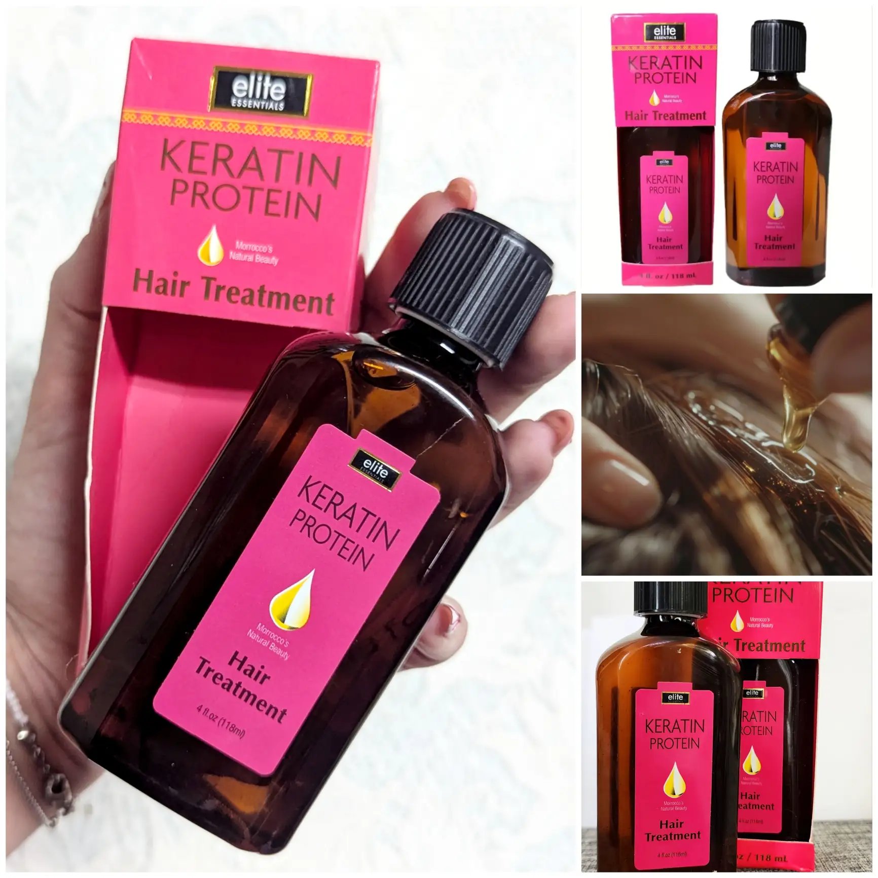 Elite Essentials – Keratin Protein Hair Treatment
Tratamiento capilar enriquecido con queratina hidrolizada, proteína de soja y aceite de coco. Diseñado para nutrir profundamente, reparar el cabello dañado y aportar suavidad intensa. Su textura oleosa ayuda a sellar la cutícula, controlar el frizz y devolver el brillo natural, dejando el cabello más fuerte y manejable.