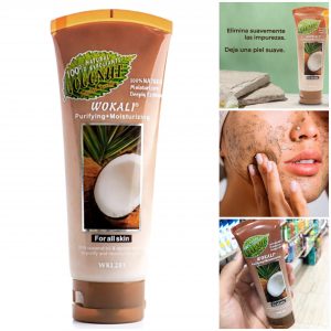 Exfoliante facial y corporal de coco
Está diseñado para limpiar profundamente la piel mientras la hidrata, gracias a su fórmula con aceite de coco y extractos naturales. Este exfoliante ayuda a eliminar las células muertas y las impurezas sin resecar, dejando la piel suave, luminosa y con un agradable aroma tropical.