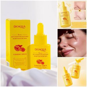 Sérum facial de cúrcuma fermentada
Este sérum está formulado con 20% de extracto fermentado de cúrcuma (Curcuma longa) y ácido hialurónico, diseñado para calmar la piel, reducir marcas de acné y mejorar la luminosidad. Su acción antioxidante ayuda a equilibrar la piel grasa, protegerla del daño ambiental y reforzar la barrera cutánea.